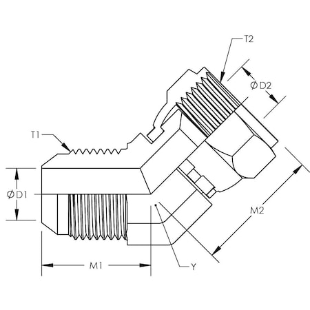 World Wide Fittings Male JIC to Female JIC Swivel 45 Deg. Elbow F5356X06X06